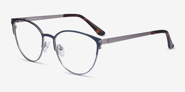 Nadia Blue MetalEyeglass Frames from EyeBuyDirect, Angle View
