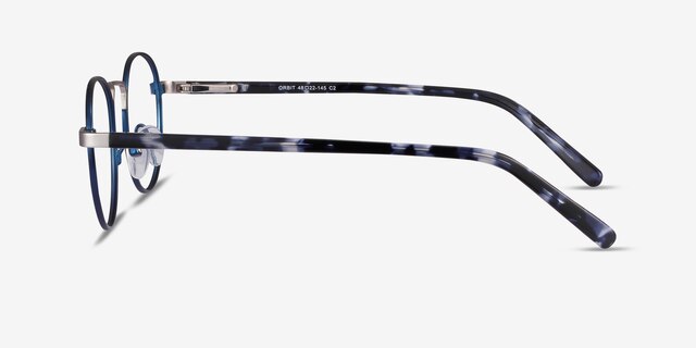 Orbit Blue Acetate-metalEyeglass Frames from EyeBuyDirect, Side View