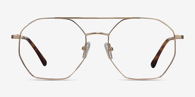 Eight Golden Metal Eyeglass Frames