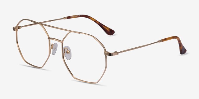 Eight Golden MetalEyeglass Frames from EyeBuyDirect, Angle View