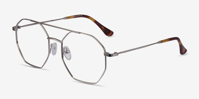 Eight Silver MetalEyeglass Frames from EyeBuyDirect, Angle View