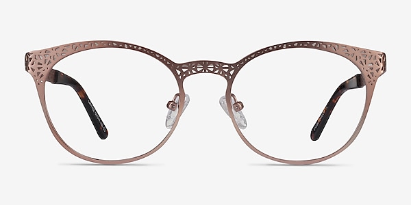 Lattice Rose Gold Metal Eyeglass Frames