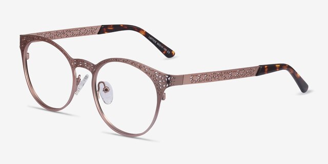 Lattice Rose Gold MetalEyeglass Frames from EyeBuyDirect, Angle View