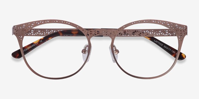 Lattice Rose Gold MetalEyeglass Frames from EyeBuyDirect, Closed View