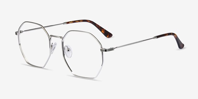 Octave Argenté MétalMontures de lunettes de vue d'EyeBuyDirect, Vue d'Angle