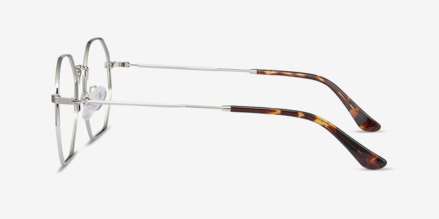 Octave Argenté MétalMontures de lunettes de vue d'EyeBuyDirect, Vue de Côté