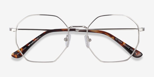 Octave Argenté MétalMontures de lunettes de vue d'EyeBuyDirect, Vue Rapprochée