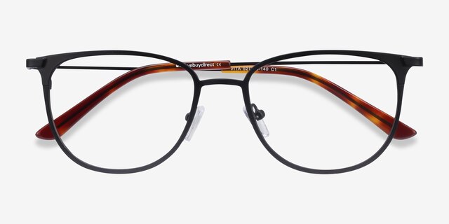 Vita Black MetalEyeglass Frames from EyeBuyDirect, Closed View