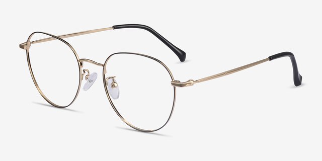 Inspire Black Golden MetalEyeglass Frames from EyeBuyDirect, Angle View