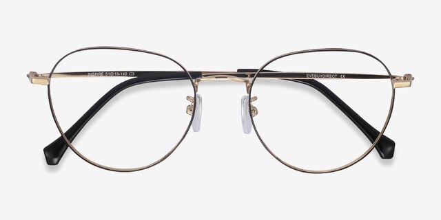 Inspire Black Golden MetalEyeglass Frames from EyeBuyDirect, Closed View