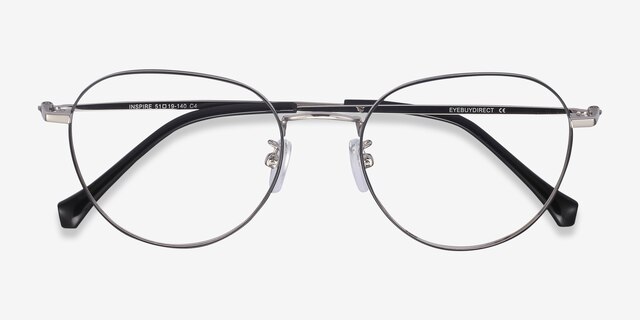 Inspire Black Silver MetalEyeglass Frames from EyeBuyDirect, Closed View