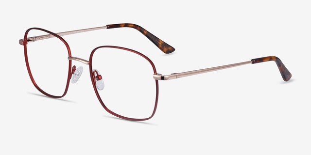 Archive Burgundy MetalEyeglass Frames from EyeBuyDirect, Angle View
