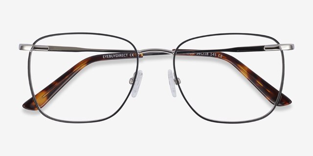 Reason Black Silver MetalEyeglass Frames from EyeBuyDirect, Closed View