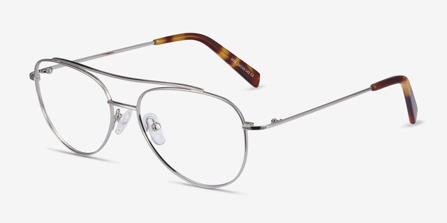 Max Silver MetalEyeglass Frames from EyeBuyDirect, Angle View