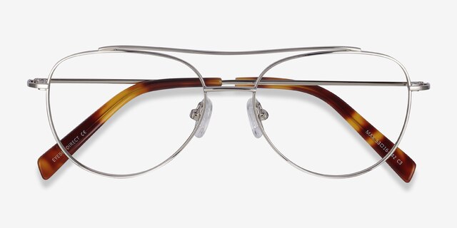 Max Silver MetalEyeglass Frames from EyeBuyDirect, Closed View