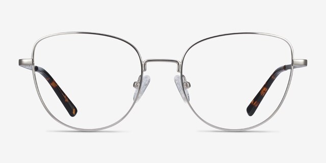 Clotilde Silver MetalEyeglass Frames from EyeBuyDirect, Front View