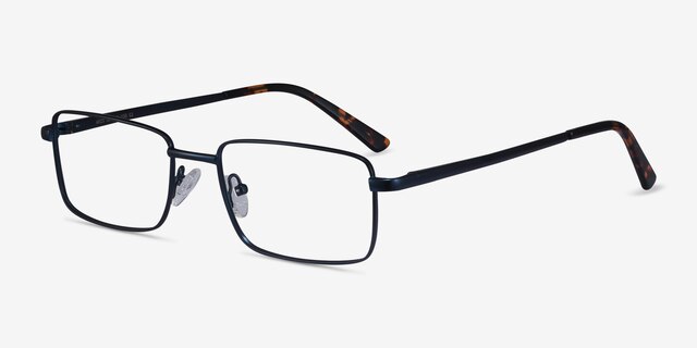 Arco Navy MetalEyeglass Frames from EyeBuyDirect, Angle View