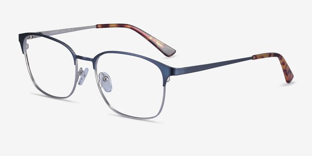 Chambery Blue MetalEyeglass Frames from EyeBuyDirect, Angle View