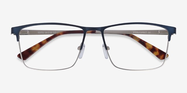 Edito Navy MetalEyeglass Frames from EyeBuyDirect, Closed View