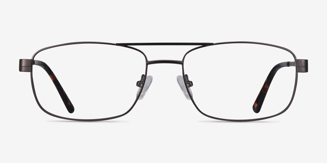 Stan Gunmetal MetalEyeglass Frames from EyeBuyDirect, Front View