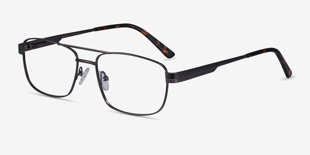 Stan Gunmetal MetalEyeglass Frames from EyeBuyDirect, Angle View