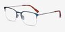 Vimy Blue MetalEyeglass Frames from EyeBuyDirect, Angle View