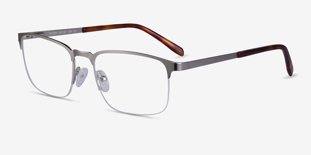 Valery Silver MetalEyeglass Frames from EyeBuyDirect, Angle View