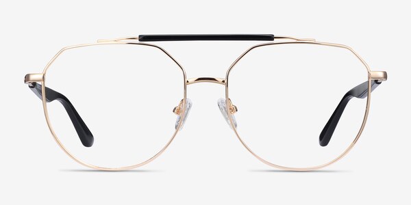 Coxon Golden Black Metal Eyeglass Frames
