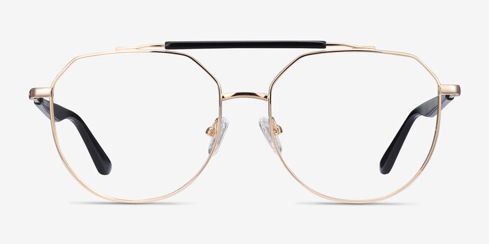 Coxon Golden Black Metal Eyeglass Frames from EyeBuyDirect