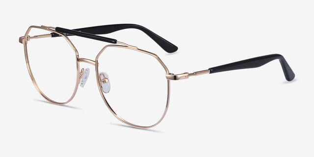 Coxon Golden Black MétalMontures de lunettes de vue d'EyeBuyDirect, Vue d'Angle