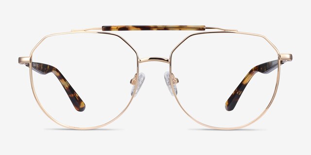 Coxon Golden Tortoise MetalEyeglass Frames from EyeBuyDirect, Front View