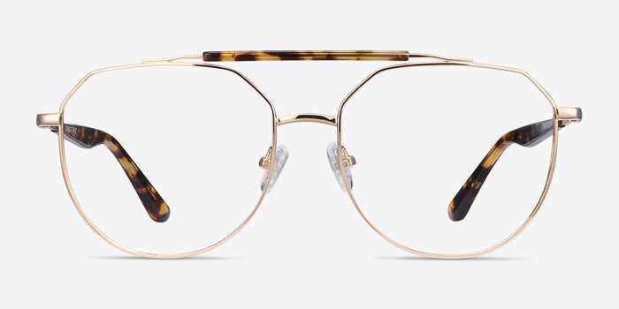 Coxon Golden Tortoise Metal Eyeglass Frames from EyeBuyDirect