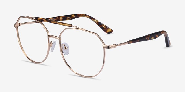 Coxon Golden Tortoise MetalEyeglass Frames from EyeBuyDirect, Angle View