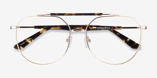 Coxon Golden Tortoise MetalEyeglass Frames from EyeBuyDirect, Closed View