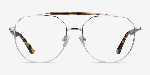Coxon Silver Tortoise MetalEyeglass Frames from EyeBuyDirect, Front View