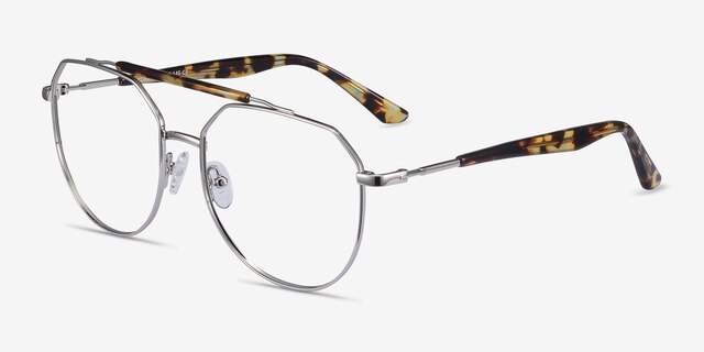 Coxon Silver Tortoise MetalEyeglass Frames from EyeBuyDirect, Angle View