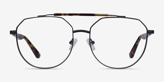 Coxon Black Tortoise MetalEyeglass Frames from EyeBuyDirect, Front View