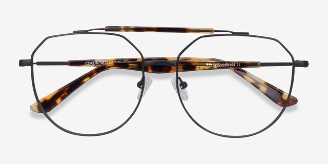 Coxon Black Tortoise MetalEyeglass Frames from EyeBuyDirect, Closed View