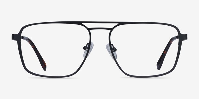 Gallo Black MetalEyeglass Frames from EyeBuyDirect, Front View