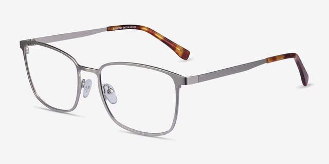 Strategy Silver MetalEyeglass Frames from EyeBuyDirect, Angle View