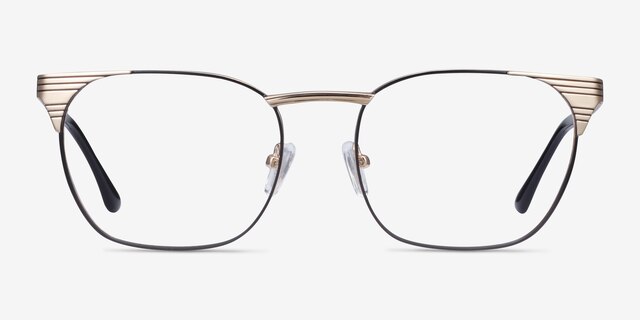 Soulist Black Golden MetalEyeglass Frames from EyeBuyDirect, Front View