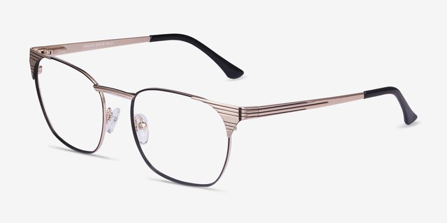 Soulist Black Golden MetalEyeglass Frames from EyeBuyDirect, Angle View