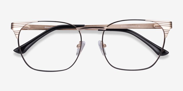 Soulist Black Golden MetalEyeglass Frames from EyeBuyDirect, Closed View