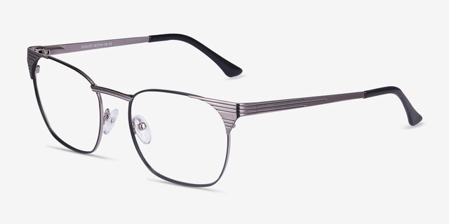 Soulist Black Silver MetalEyeglass Frames from EyeBuyDirect, Angle View