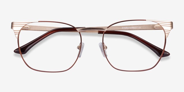 Soulist Brown Golden MetalEyeglass Frames from EyeBuyDirect, Closed View