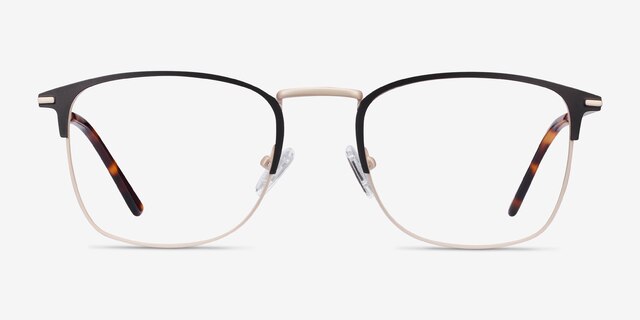 Poppy Black Gold MetalEyeglass Frames from EyeBuyDirect, Front View