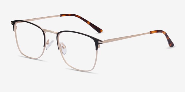 Poppy Black Gold MetalEyeglass Frames from EyeBuyDirect, Angle View