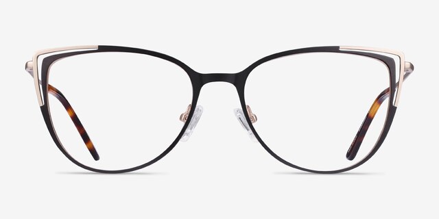 Garance Black Gold MetalEyeglass Frames from EyeBuyDirect, Front View