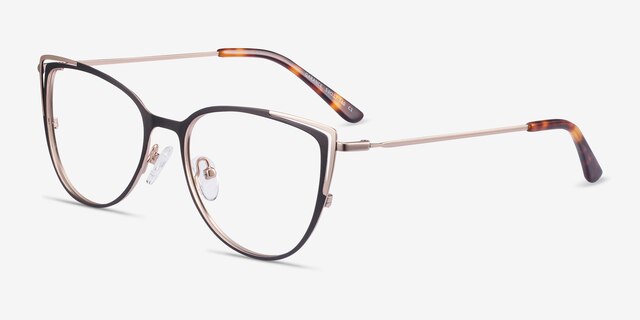 Garance Black Gold MetalEyeglass Frames from EyeBuyDirect, Angle View