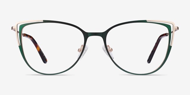 Garance Green & Gold MetalEyeglass Frames from EyeBuyDirect, Front View